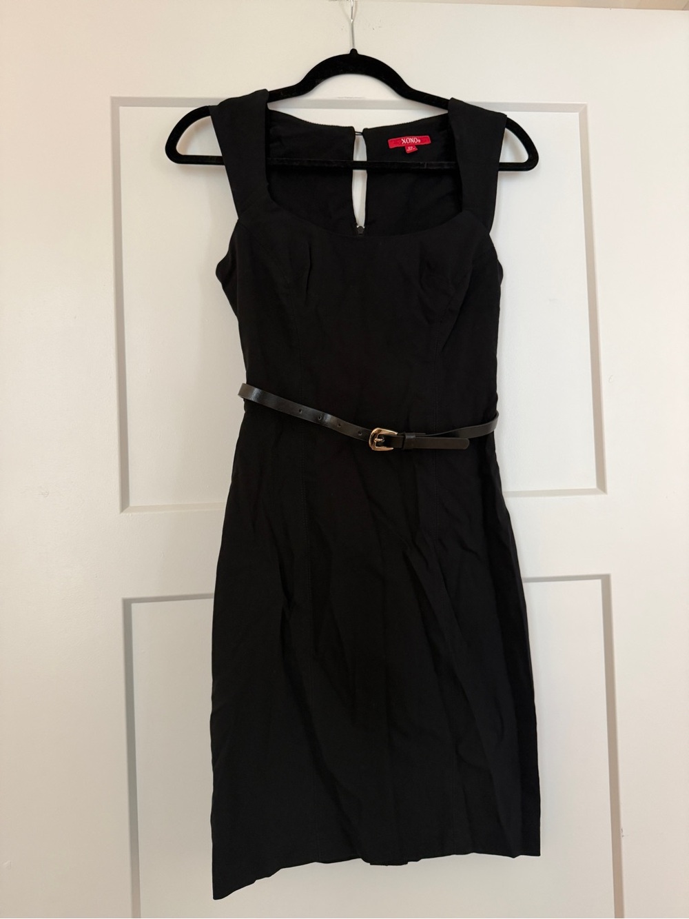 XOXO Black Midi Sheath Dress with Slim Belt